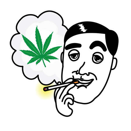 Man smoking cannabis cigaretteのイラスト素材