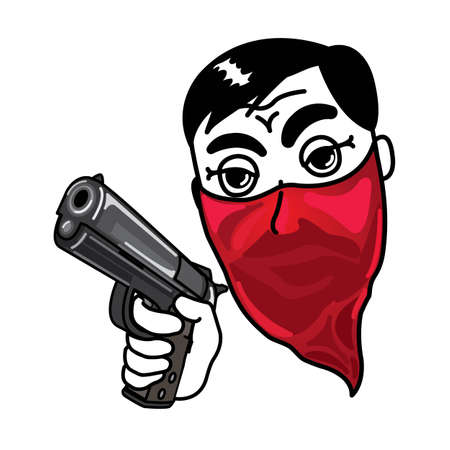 Thief holding a hand gunのイラスト素材