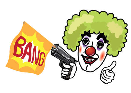 Joker shooting bang flag gunのイラスト素材