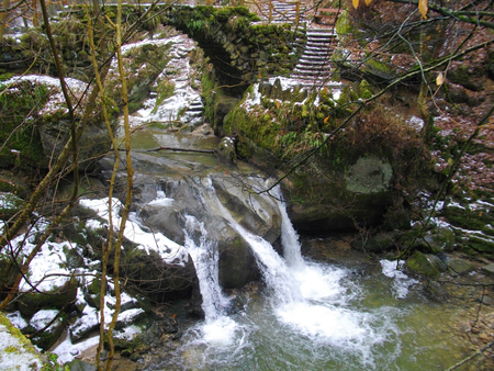 Winter season, River in Luxembourg, Europeの写真素材