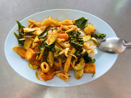 Stir fried vegetables with sweet and sour sauce, Thai food.の写真素材