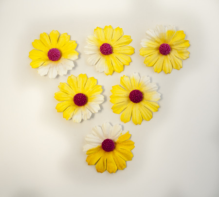 Yellow paper flowerの写真素材