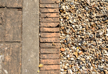 Brick and stone background horizontalの写真素材