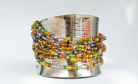 Colorful beads braceletの写真素材