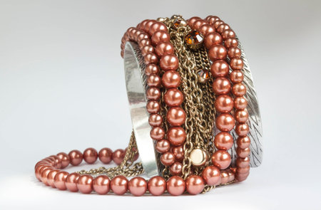 Nice Design idea bracelet with a chain and shiny gemの写真素材
