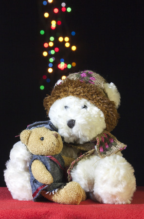 Cute teddybears with colourful bokehの写真素材
