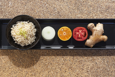 Healthy food set with noodlesの写真素材