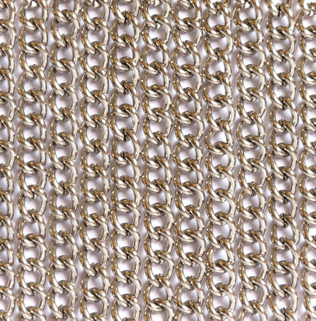 Shiny silver colour chains on white background