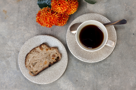 Morning coffee and breadの写真素材
