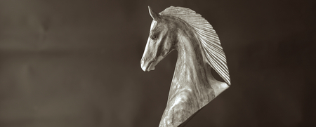 Wooden horse decoration vintage tone style backgroundの写真素材