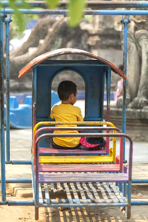 Boy in the playgroundの写真素材