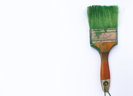Green brush with space on white backgroundの写真素材
