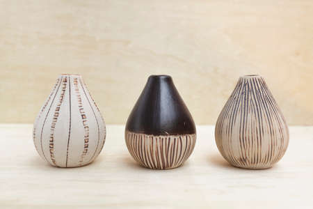 Ceramic vase design with wood backgroundの写真素材