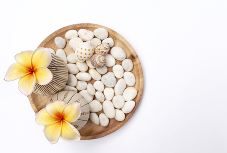 Spa concept tray with space on white backgroundの写真素材