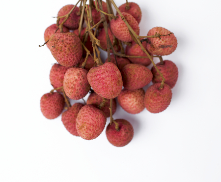 Closeup fresh Lychee on white backgroundの写真素材