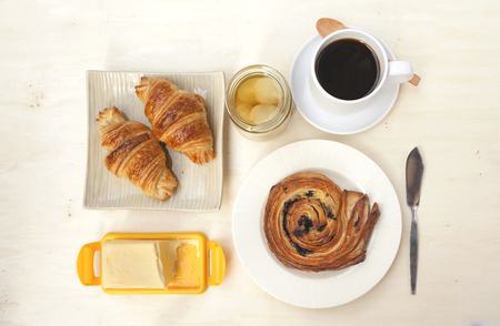 Fresh bakery breakfast backgroundの写真素材