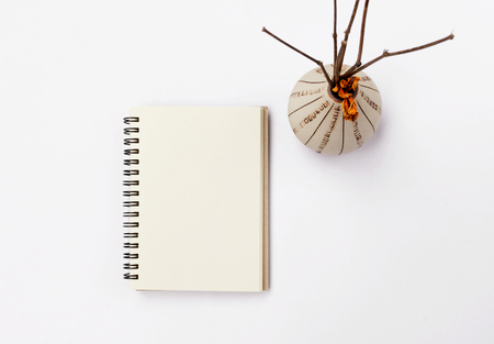 Blank notebook on white backgroundの写真素材