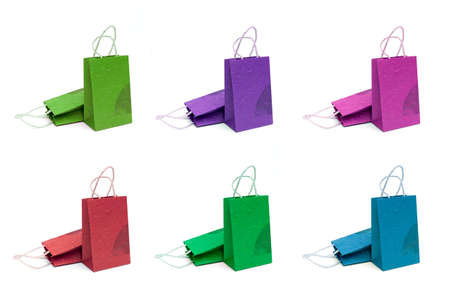Design Natural paper handmade shopping bag setの写真素材