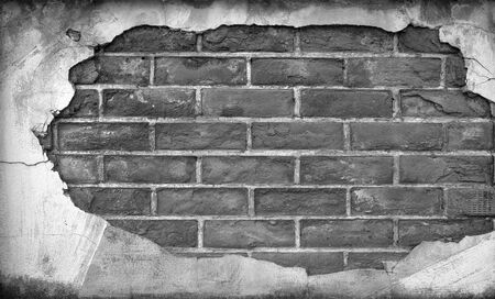 Black and white tone old brick wallの写真素材
