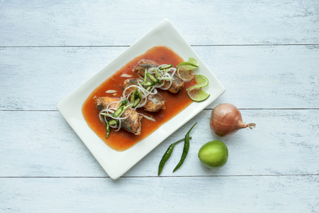Thai style Canned fish saladの写真素材