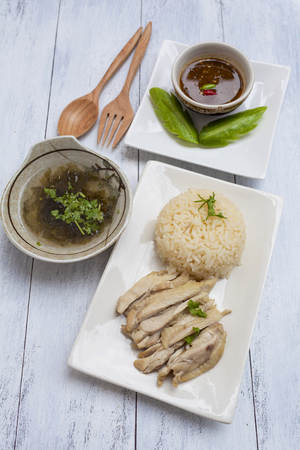 Thai style chicken and riceの写真素材