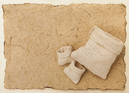 Canvas bags on natural texture paper backgroundの写真素材
