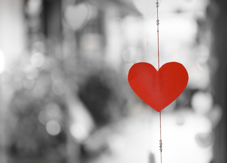 Red heart with space on grey backgroundの写真素材