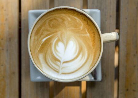 Closeup coffee latte from topの写真素材