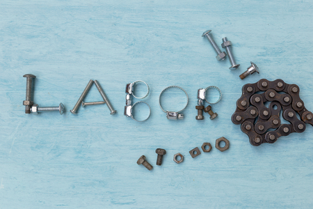 Labor sign on blue backgroundの写真素材