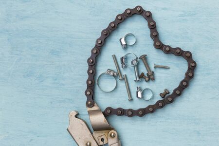 Spare part on blue background