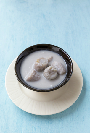 Banana in coconut cream, Thai style dessertの写真素材