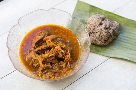 Thai style pork curry with riceの写真素材