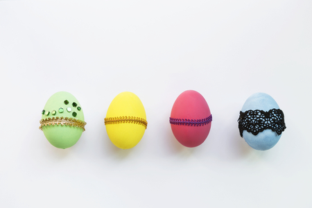 Design Easter egg collections on white backgroundの写真素材