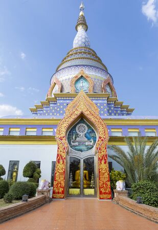 Thai style temple design architecture, public temple in Northern Thailandの写真素材