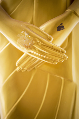 Peace concept, Golden buddha image handの写真素材