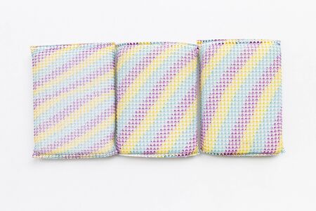 Kitchen Cleaning Dish Washing up, Sponge Scrub isolate on white backgroundの写真素材