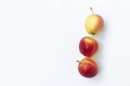 Fresh mini red apple with space on white background, fresh fruit, healthy fruit, diet foodの写真素材