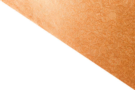 Shiny orange paper with Chinese style pattern on white background, card and presentation backgroundの写真素材