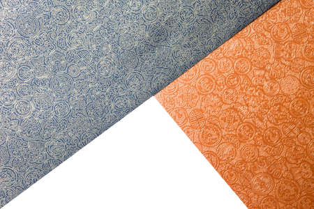 Black and orange paper with Chinese pattern on white background, paper texture background,...