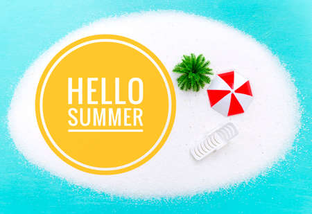 Hello Summer on White sand island, summer concept