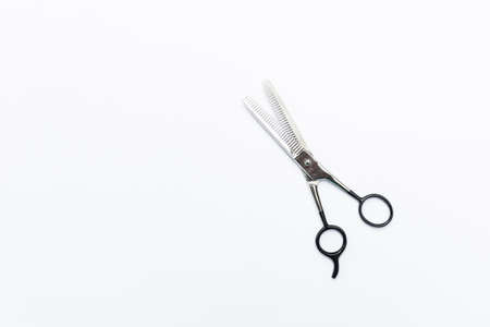 Hair thinning scissor isolate on white background, hair salon productの写真素材