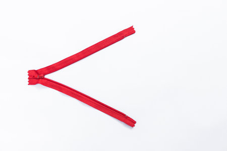 Red zip isolate on white background