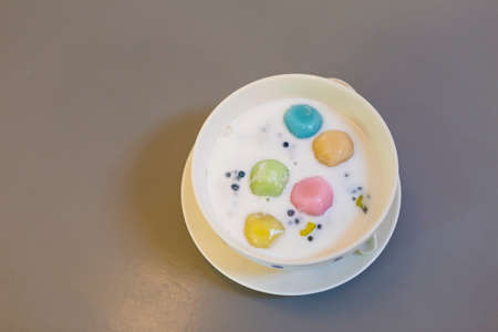 Thai style dessert, Bua Loy , Glutinous Rice Balls in Coconut Milkの写真素材