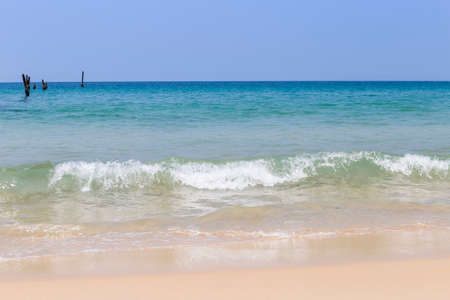 Peaceful clean beach with clear sea water wave, tropical island in south of Thailand, summer holiday destination in Asiaの写真素材