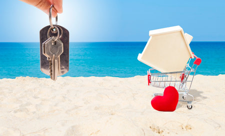 Buy new house, property business concept, tropical house, holiday accommodationの写真素材