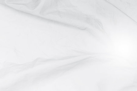 Abstract wrinkle white fabric background, blank white fabric texture backgroundの写真素材