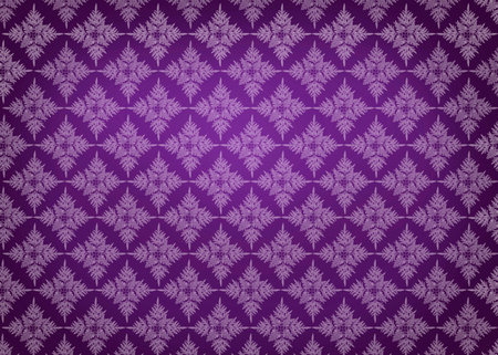 Elegant leaves pattern on purple background, seamless pattern on purple backgroundの写真素材