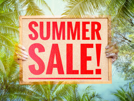 Summer sale sign with tropical nature background, summer promotion poster background idea