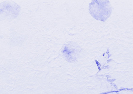 Blue paper with leaves pattern background, blank blue paper texture backgroundの写真素材