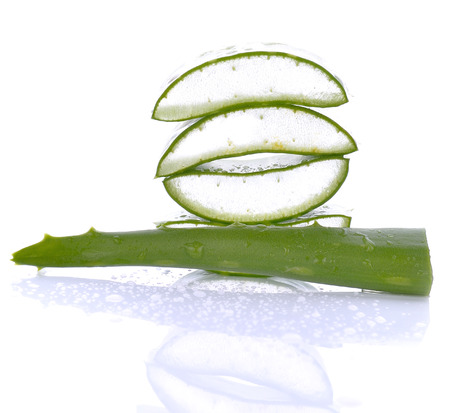 Aloe sliced, isolated on a white backgroundの写真素材